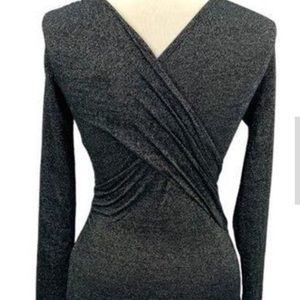 Donna Karan Empire  Twist Front Waist Top long sleeve